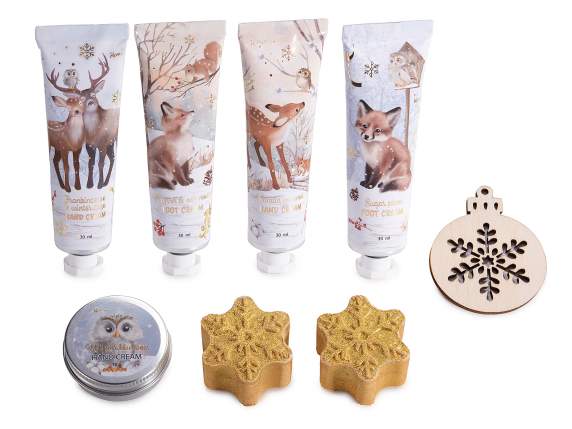 Set de regalo con 7 productos corporales y decoración de mad