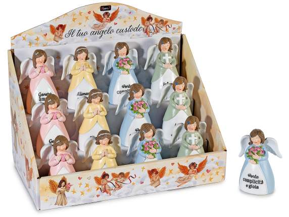 Petit ange en résine colorée avec message gravé