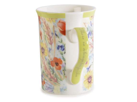 Cana de portelan de 300 ml cu imprimeu floral
