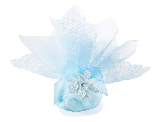 Floare artificială din țesătură albastră cu tulpină modelabi