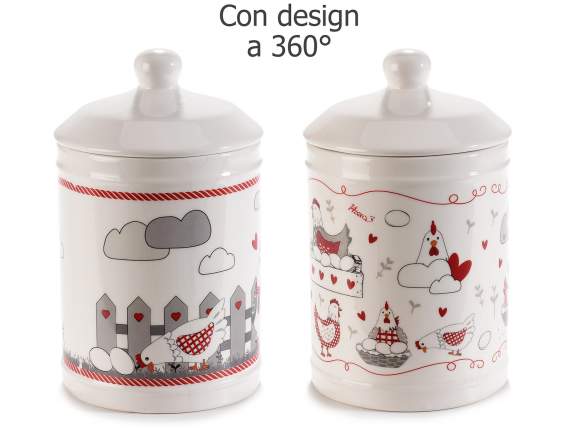 Borcan alimentar din ceramica pui cu capac