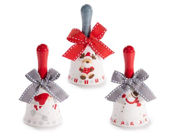 Clopot de Craciun din ceramica cu fundita
