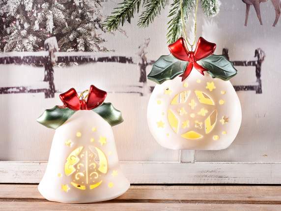 Decor ceramica cu fundita si Holly cu lumina LED