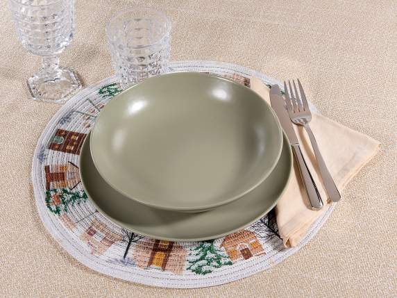 Serviciu de Crăciun rotund din poliester