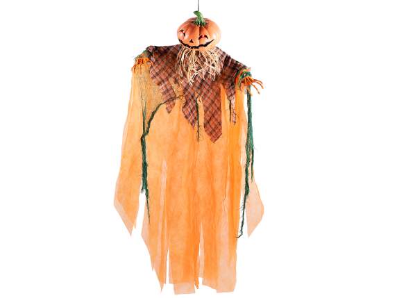 Personaj de dovleac agățat de Halloween cu ochi strălucitori
