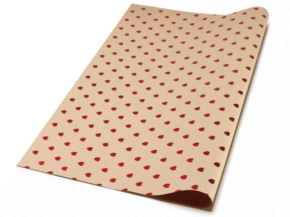 Pachet de 20 de coli de hârtie kraft cadou cu inimioare meta