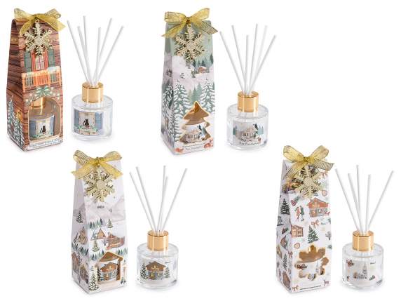 Parfum de camera de 40 ml cu baton si pandantiv de Craciun