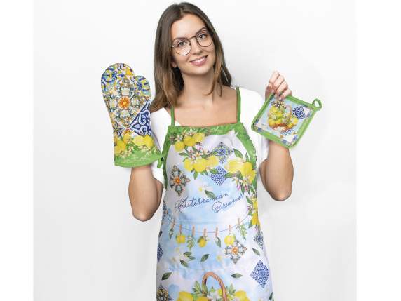 Set manui de bucatarie i suport de oala din bumbac