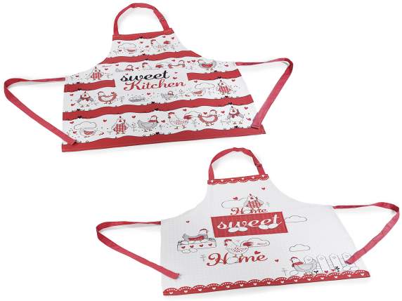 Șorț de bucătărie 100 bumbac cu buzunar decor pentru pui