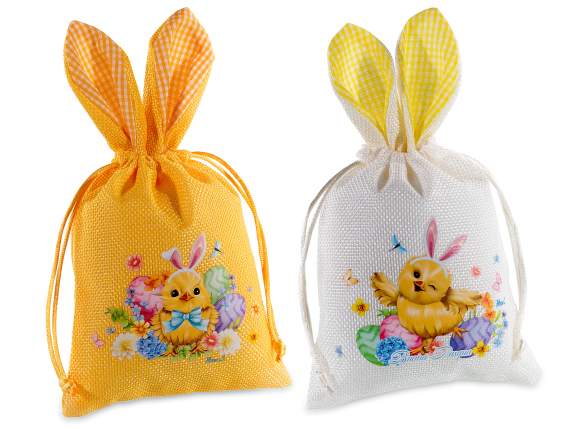 Geanta de paste din bumbac cu urechi de iepure si cordon