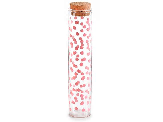 Eprubeta din sticla pentru confetti cu inimioare i dop