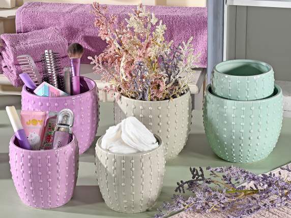 Set 2 vaze ceramice colorate cu decoratiuni in relief