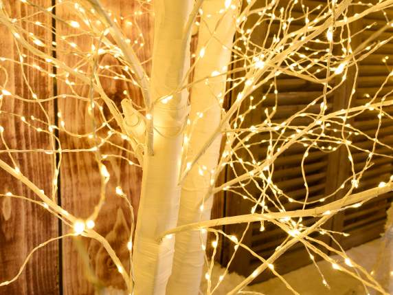 Arbre 2.10m H blanc avec 1700 LED blanc chaud, 272 branches