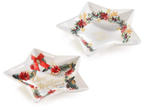 Assiette de Noël en porcelaine étoile