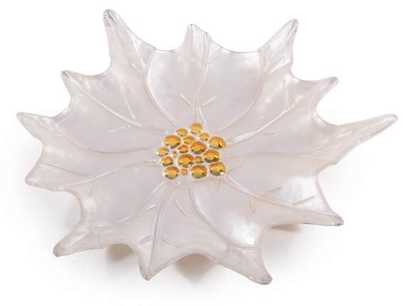 Assiette en verre blanc nacré étoile de Noël