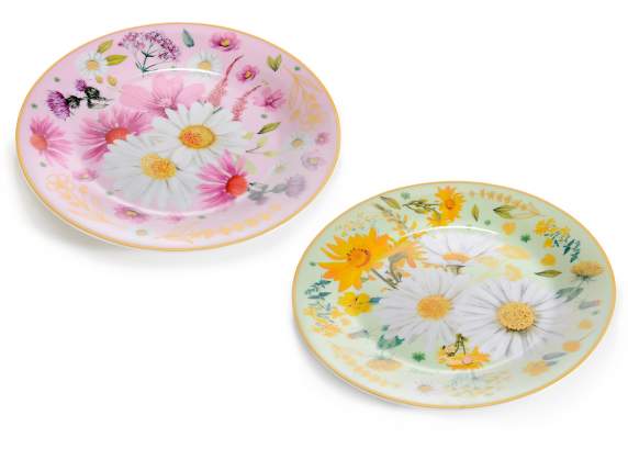 Assiette en porcelaine alimentaire à imprimé floral