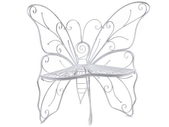 Banc papillon en métal blanc antique