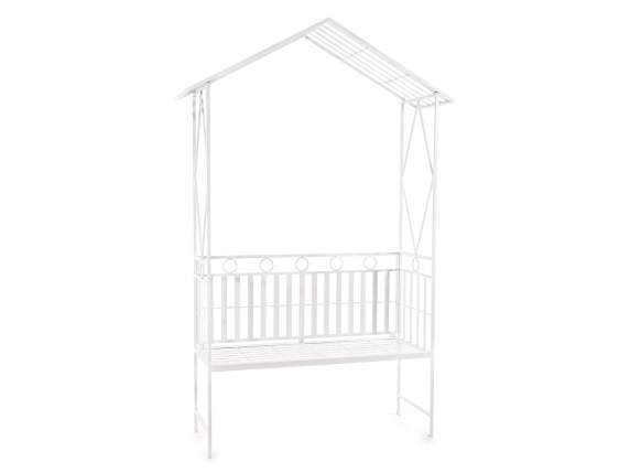 Banc en métal blanc avec toit