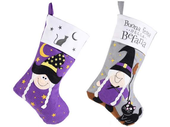 Chaussette à bonbons en tissu avec décoration de lÉpiphanie