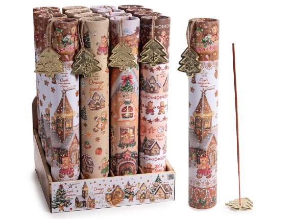 Pack tubulaire de 30 bâtons dencens avec porte-encens en mé