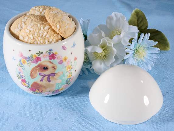 Pot alimentaire en oeuf en céramique lapin et couvercle
