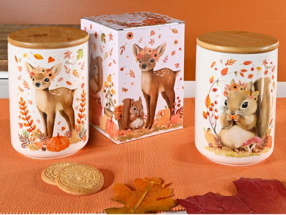 Pot alimentaire en céramique avec des animaux de la forêt
