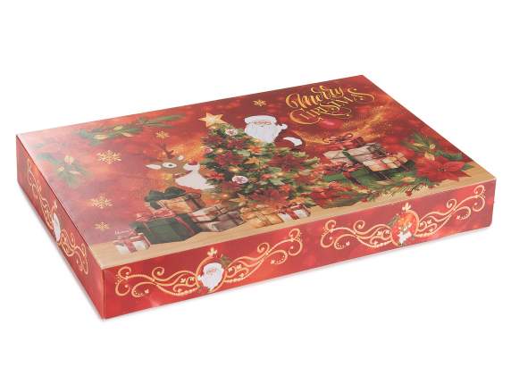 Boîte de Noël rectangulaire en papier avec couvercle