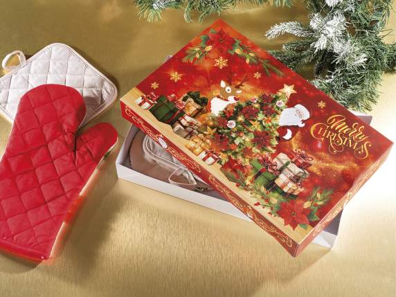 Boîte de Noël rectangulaire en papier avec couvercle