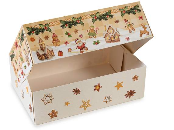 Boîte en papier décorée de motifs de Noël et dotée