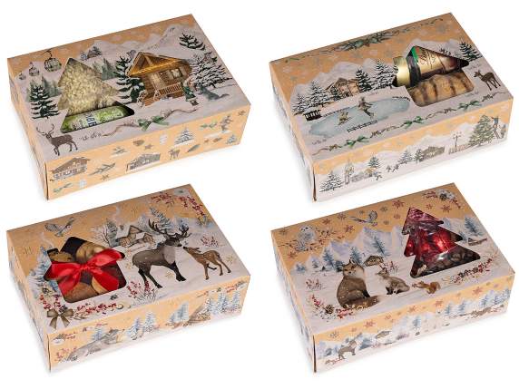 Boîte de Noël en papier kraft avec fenêtre transparente