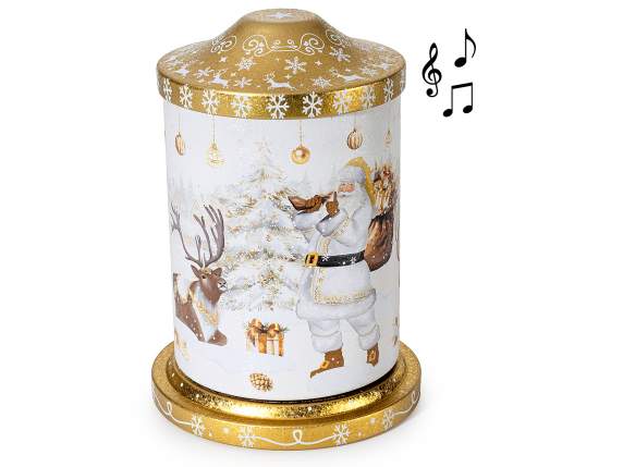 Boîte à friandises de Noël en métal avec boîte à musique
