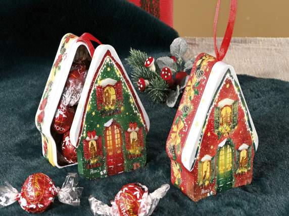 Boîte à suspendre en métal en forme de maison de Noël