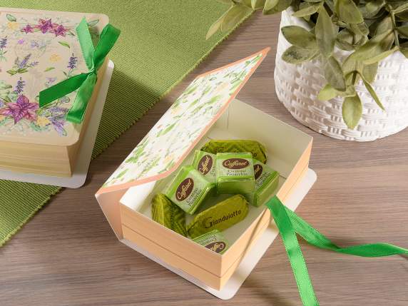 Boîte en papier en forme de livre avec ruban de fermeture im