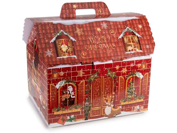Boîte en carton de Noël avec poignée