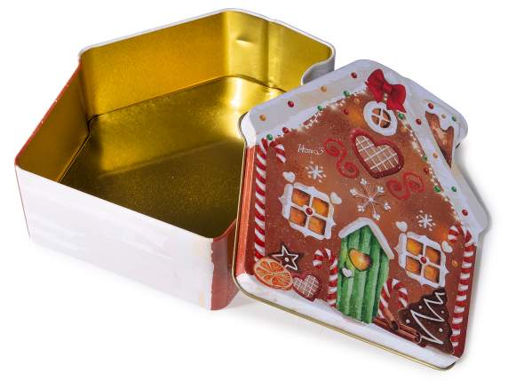 Boîte en métal en forme de maison en pain dépices de Noël