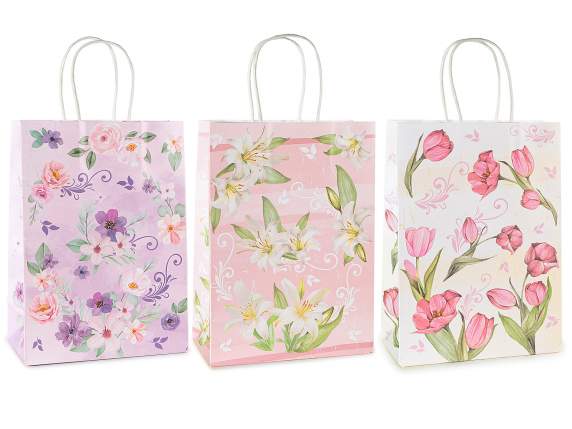 Bolsa de papel mediana - sobre con decoraciones florales