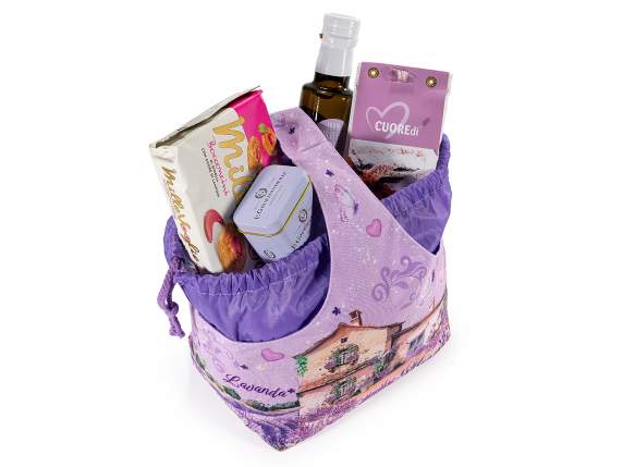 Bolso-cesta de lona con bolso y asa incorporados