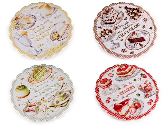 Dessous de plat en céramique décoré de bonbons et base
