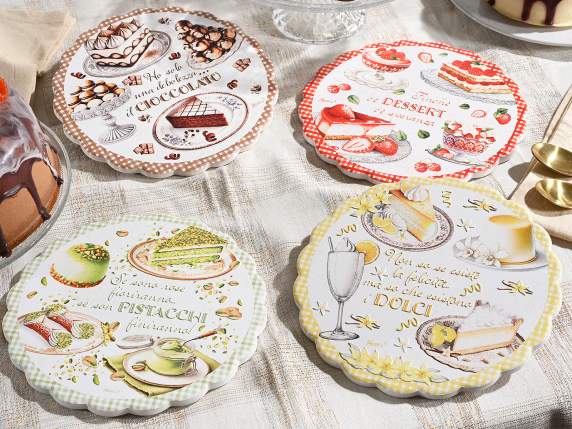 Dessous de plat en céramique décoré de bonbons et base