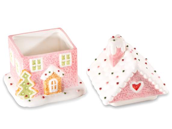 Pot alimentaire en céramique en forme de maison de Noël