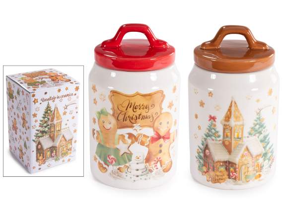 Borcan alimentar din ceramica cu decoratiuni din turta dulce