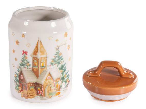 Borcan alimentar din ceramica cu decoratiuni din turta dulce