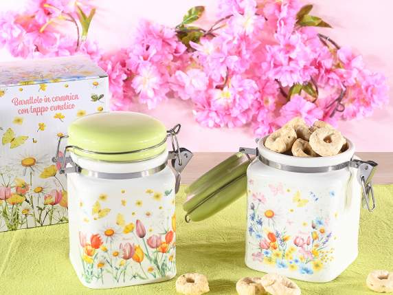 Borcan alimentar din ceramica cu capac ermetic