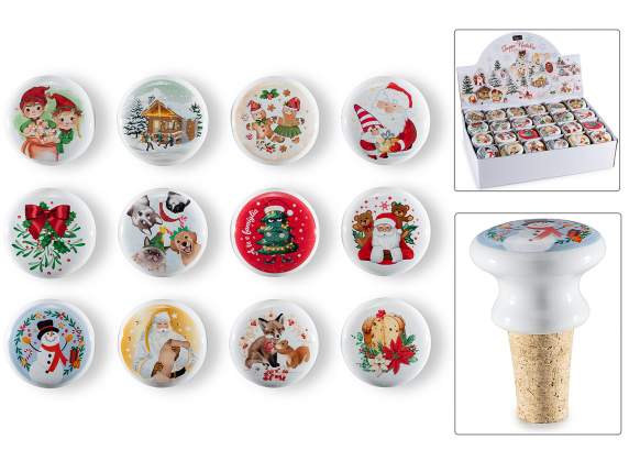 Bouchon en liège et céramique décoré pour Noël