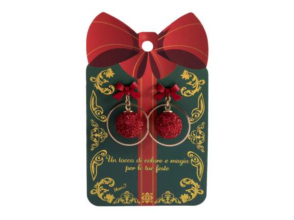 Paire de boucles doreilles en métal avec boule et nœud avec