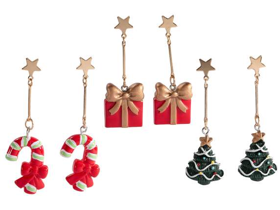 Paire de boucles doreilles avec décorations de Noël