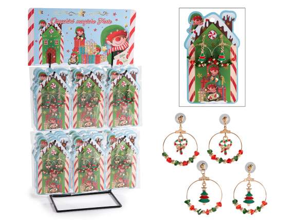 Paire de boucles doreilles pendantes de Noël en métal avec