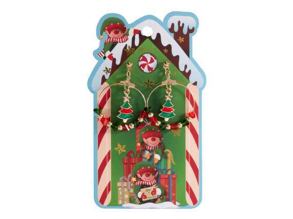 Paire de boucles doreilles pendantes de Noël en métal avec