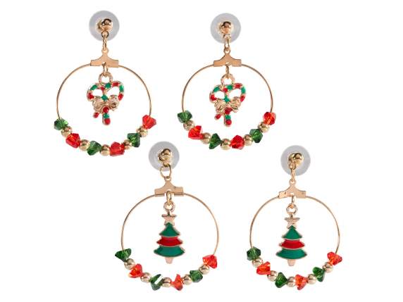 Paire de boucles doreilles pendantes de Noël en métal avec