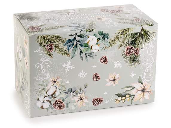 Bougie avec bougeoir en verre et décoration de sapin de Noël